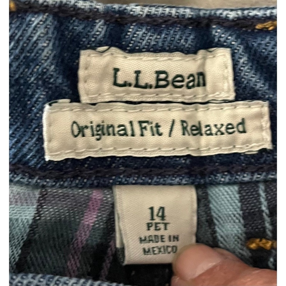 LL Bean Flannel Lined Jeans Womens 14 Pet Original Fit Relaxed Medium Wash Denim - Picture 3 of 8